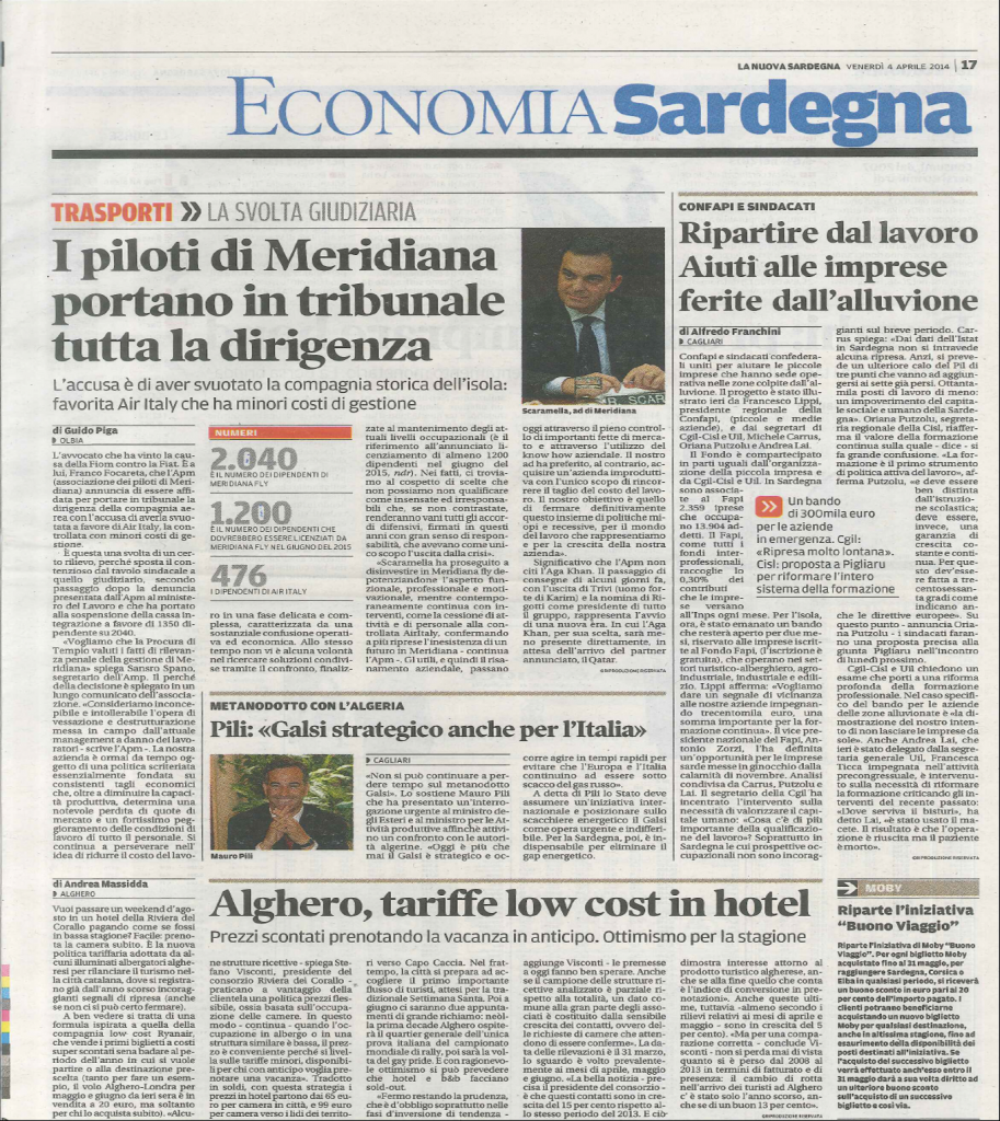 Articolo dell'economia Sardegna